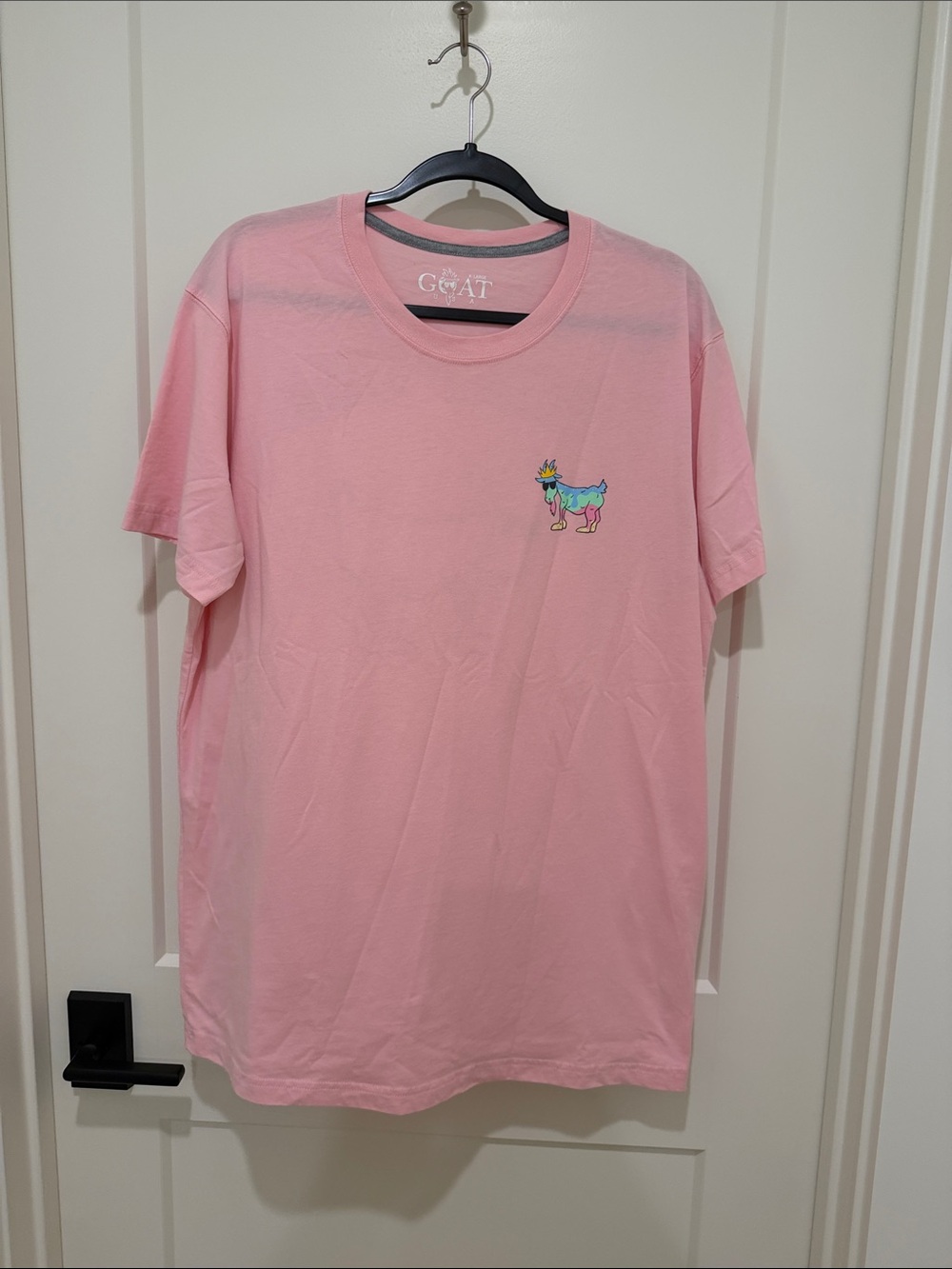 GOAT Pink Short-Sleeve Crewneck T-Shirt with Embroidered Goat
